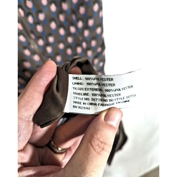 Tulle Anthropologie Shift Dress Medium M Bird Print Taupe Brown Mini Kawaii Cute - Picture 8 of 8